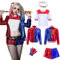 Ansamy Harley Cosplay Kostüme für Erwachsene Kinder, Mädchen Bösewicht Suicide Kostüm Kit enthalten Jacke, T-Shirt, Shorts und Handschuh für Halloween Karneval Cosplay (Erwachsene, 120/M)