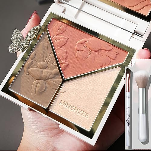 Palette d'éclairages de contours et de fards à joues pour le visage Blush léger et durable pour le visage avec miroir et pinceau