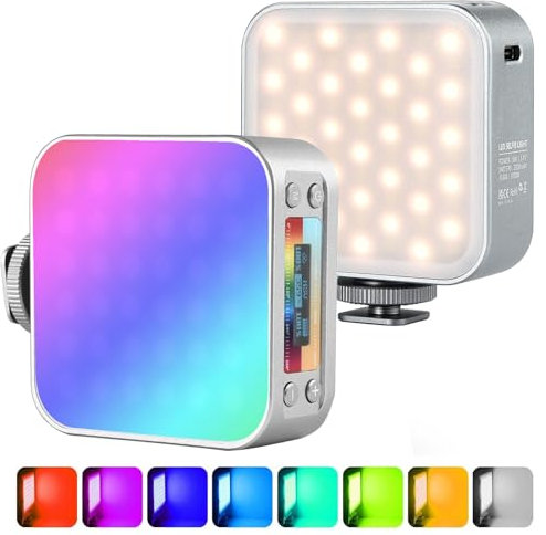 Luci Fotografiche RGB LED, UTEBIT CRI95 Faretto LED Fotografia 2500K-9000K Temperatura di Colore con LCD Display, Luci Video illuminazione Pannello per Vlogging, TikTok, Fotocamera Fotografia