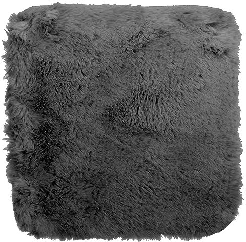Brandsseller Sitzkissen Teppich 38 x 38 cm Lammfelloptik quadratisch Kunstfell Fellimitat Langflorteppich Lammfellauflage Schaffellimitat - Anthrazit