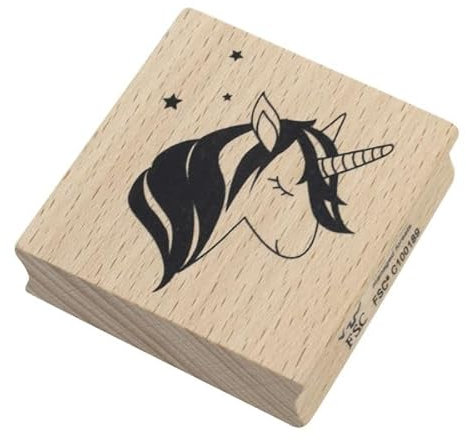 Artoz Stempel – Holzstempel – „Einhorn“ – 60 x 60 mm – Motivstempel zum Kartenbasteln für Einladungen, Geburtstag, Grüße