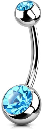 OUFER Body Piercing Titan Bauchnabelpiercing 14G Externally 10/12/14/16mm Extra Long Navel Piercings Barbell 1.6mm Belly Button Bars Navel Bar Piercing Jewellery