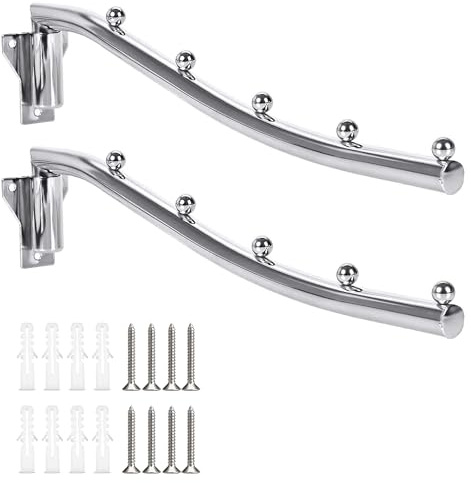 2 Ganchos Plegables para Colgar Pared, Gancho para Ropa Plegable Acero, Metal Secadora de Ropa de Pared Percha Plegable Giratoria Acero Con Brazo Basculante Para Lavandería, Dormitorio, Baño, Balcón