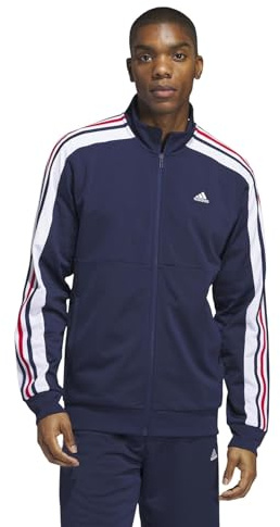 adidas Men's Warm-Up Tricot Regular Color Block Track Jacket, Team Navy Blue, X-Large