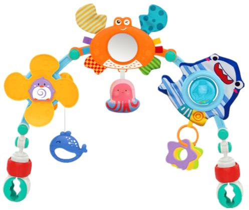 Joy Depot Baby Play Arch Toys Foldable Stroll Activity Pram Crib with Rattle Toy for Babies 6-12 Months Travel Play Arch for Stroller Car Seat Crib for Newborn Toddler Boys Girls – Crabs