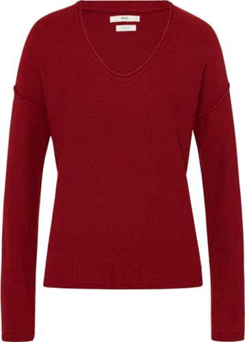 BRAX - Damen Strickpullover in lässiger Optik mit V-Ausschnitt Lana (33-2608), Größe:44, Farbe:salsa (44)
