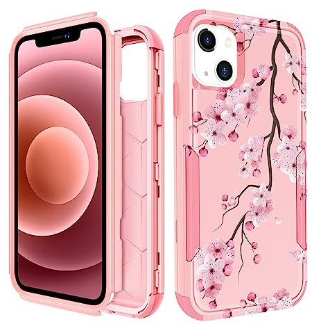 Pegmode for iPhone 15 Case - Heavy Duty Protective Designer Blossom Cute Cartoon Hard Shockproof Bumper Phone Cases for Apple iPhone 15 for Girly Women Men Girls Boys Teens