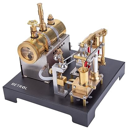 APAP Modèle de machine à vapeur, Retrol Support entièrement en métal Modèle de machine à vapeur et chaudière couchée avec régulateur centrifuge Kit de bricolage (84 pièces)