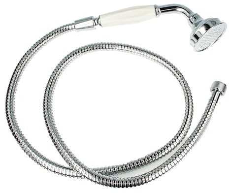 tecuro Nostalgie - Handbrause Ø 65 mm, 1-strahlig, mit 125 cm Metallbrauseschlauch verchromt