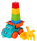 FancyBaby Camion Bébé 1 2 3 Ans et Plus 22 cm avec 4 Seaux à Empiler, Pelle et Râteau Kit de Plage, Sable Magique et Bac à Sable pour Enfant, Jouet pour Jeux de Plage Extérieurs Camion Benne de Plage