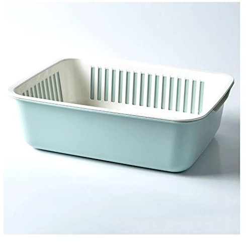 Colador, colador colador, colador colador cesta, colador fregadero colador cesta de drenaje 2 en 1 filtro y colador cesta de drenaje cuadrada de plástico cesta de verduras for el hogar fregadero de co