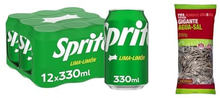 UBOON - Lima-Limón, Bajo en Azúcares y Calorías, Pack 12 Lata 330ml + + ¡Incluye un Pipas girasol gigantes tostadas Mercadona de Regalo