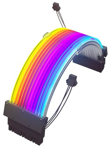 ARGB-Verlängerungskabel, Hervorragende Leitfähigkeit, Synchronisierte Beleuchtung, 41 Drähte, Langlebig, Stabil und Flexibel, Kupfer, Bunt, ca. 245 Mm, Plug-and-Play,