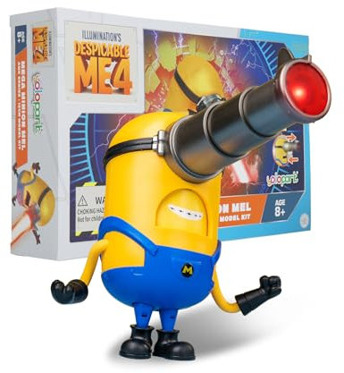 Minion Despicable Me 4 Spielzeug 4,7 Zoll Mega Mel Actionfigur abziehbare Augen mit Laser und 5 änderbare Gesichtsausdrucksmodelle Minion Modell Set Geschenk für Kinder ab 8 Jahren