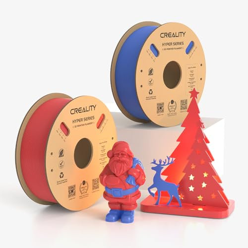 Offizielles Creality Hyper PLA Filament 1,75 mm, 3D Drucker Filament PLA Hochgeschwindigkeits PLA 30–600 mm/s, Maßgenauigkeit +/-0,02 mm, passend für FDM 3D Drucker, 2kg (1kg*2) Rot & Blau