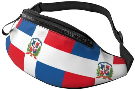 Hüfttasche mit Dominikanische Republik-Flagge, verstellbarer Gürtel, Hüfttasche, für Reisen, Wandern, Laufen, Outdoor-Sport, Bauchtasche für Damen und Herren, Schwarz , Einheitsgröße, Hüfttaschen
