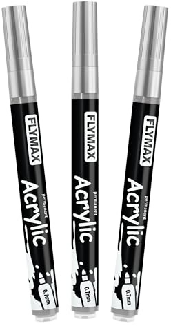 Marqueur Feutre Argenté 0,7 mm – Marqueur Permanent Argenté Peinture Acrylique, Indélébile, Pointe fine, Aquarelle, Séchage rapide (lot de 3)