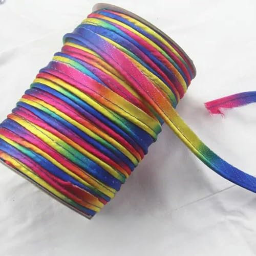GUOZIF Buntes 10 mm Polyester-Schrägband mit Kordel-Paspelband zum Säumen, Basteln, handgefertigte Accessoires, Nähband