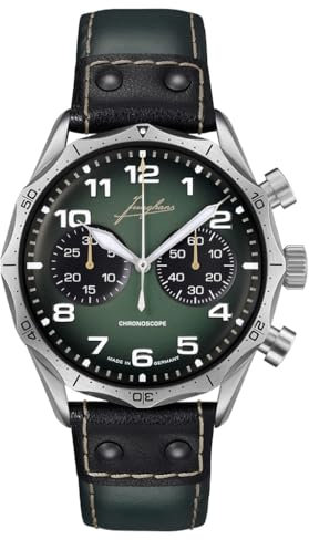 JUNGHANS Meister Pilot Chronoscope Fliegeruhr für Herren Grün 27/3492.00