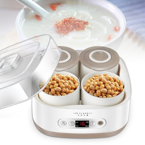 Fermentador eléctrico, máquina para Hacer Queso Multifuncional, contenedor Resistente a Altas temperaturas y Control de Panel Inteligente, máquina de Yogur con 4 Tazas de fermentación, para el hogar