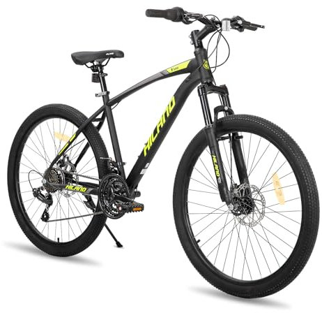 Hiland 27.5 Zoll Mountainbike, 21-Gang MTB Fahrrad mit Disc-Brake, Federgabel Radfahren Urban Commuter City Mountainbike, Gelb
