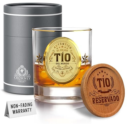 CROWNLY CRYSTAL® Regalos Para Tio Originales Vaso Whisky Vasos Personalizados Regalos Para El Tio Mejor Tio Regalos Personalizados Regalos Originales Regalo Hombre Cumpleaños Regalos Para Hombre