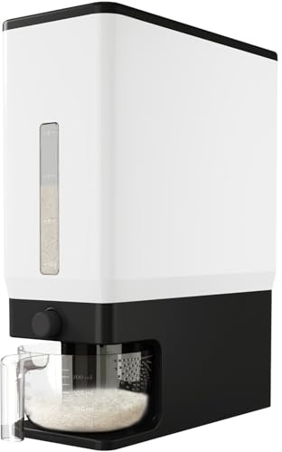 Lifewit Rice Dispenser 25 Lbs(11.3kg), Rice Storage Container Sealed Moisture Proof with Measuring Cup for Kitchen Pantry Household, BPA-Free, 1 Pack Black