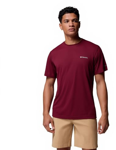 Columbia Men's Zero Rules Light Short Sleeve Crew, Technical Short Sleeve T-Shirt, Rich Wine, M