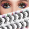 7 Paar Selbstklebende Wimpern Falsche Künstliche Wimpern mit Bunte D Form Flauschige Wimpernstreifen 3D Braut Regenbogen Wimpernverlängerungen für Hochzeit Verlobung Cosplay Halloween