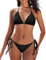 Vijamiy Bikini Damen Set Triangel Sexy Zweiteiliger Badeanzug String Push Up Bikinis Rückenfreies Bikini Top Verstellbare Tanga Bademode(Schwarz,L)
