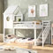 LIVLUX Lit superposé 90x200 cm, lit cabane pour Enfants avec Tableau à Dessin, Toboggan et échelle, pour 2 Enfants avec Protection Anti Chute et sommier à Lattes, Blanc (Typ E, 90 x 200 cm)