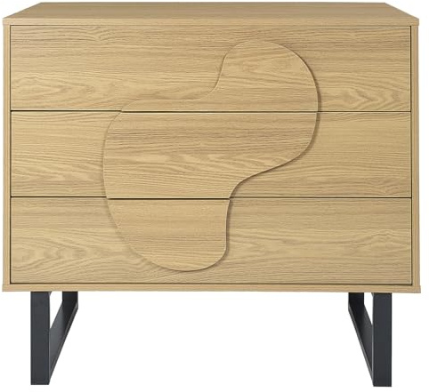 HOME DECO FACTORY Outdoor-Teppich Wetterfest Balkon und Terrasse Beige | Kommode Calypso aus Holzwerkstoff, geräumige Schubladen, vielseitiger Stauraum, Schlaf-/Wohnzimmer, braun und schwarz