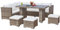 Aweather 9 Seaters Rattan Garden Furniture Set,Outdoor Corner Sofa Set with Glass Table,Grey Wicker with 3 Footstools, White Cushions
