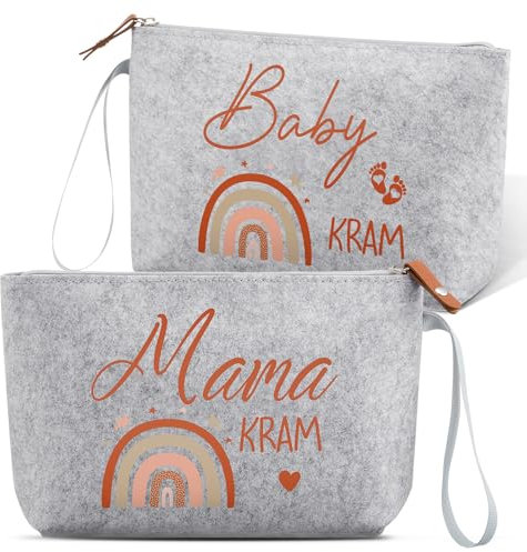 Xuniea Geschenke für Werdende Mütter Schwangere - Kosmetiktasche aus Filz mit Reißverschluss Filztasche für Mama Schwangerschaft Geschenk zur Geburt für Neue Mama Babyparty (Regenbogen)