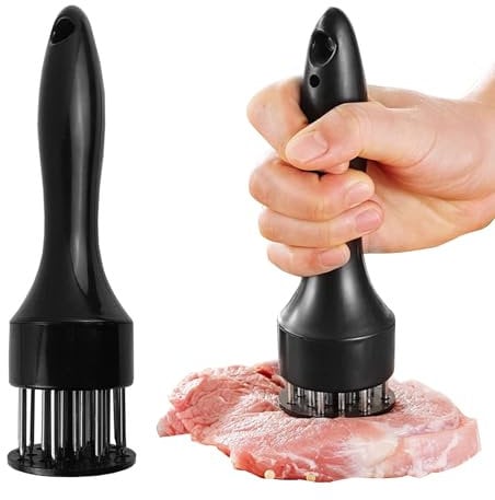 1 pezzi Batticarne Acciaio Inox Professionale, Strumento per Inteneritori di Carne, Batticarne, Adatto per cucinare varie carni in cucina, come maiale, pollo, pesce, manzo, agnello, ecc. (nero)
