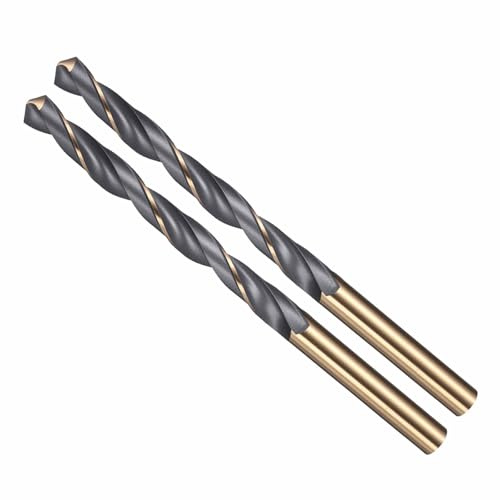 CoCud Drill Bit 7mm Cutting Diameter 4341 HSS for Wood 2-Pieces | Jobber Bits Gold and Black 118° Cutting Angle - (Applications: for Drilling Plastic Wood Soft Metal)