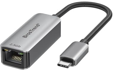 BrosTrend 2.5Gb Adaptateur USB C vers Ethernet, Plug & Play Adaptateur USB 3.2 vers RJ45 Réseau LAN pour PC MacBook Pro/Air, iPad, Compatible avec Windows, MacOS, iOS, Linux, ChromeOS, Garantie à Vie