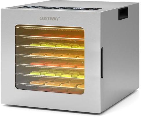 COSTWAY 850W Dörrautomat mit 8 Einlegefächer, Dörrgerät mit 48H Timer & 35℃-75℃ Temperaturregler, Dehydrator Obsttrockner für Lebensmittel, Fleisch, Früchte