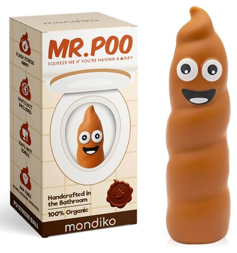 Mondiko Mr Poo Stress Ball Relief for Adults - Funny Gift for Boys Girls Men & Women Teen Kids Colleagues - Hilarious Birthday Joke Prank Squeeze Toy & Christmas Stocking Filler