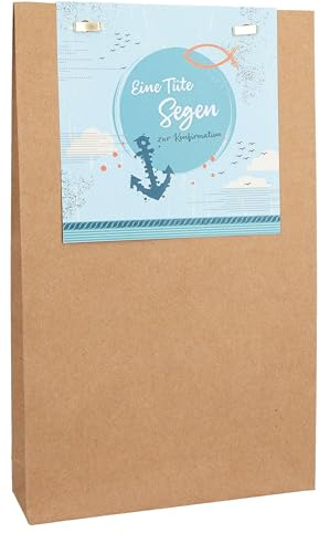 Wundertüte zur Konfirmation: Liebevoll gefüllte Überraschungstüte mit kleinen Geschenkartikeln mit Klappkarte als Verschluss. Christliches Geschenk oder Mitgebsel für Jungen & Mädchen