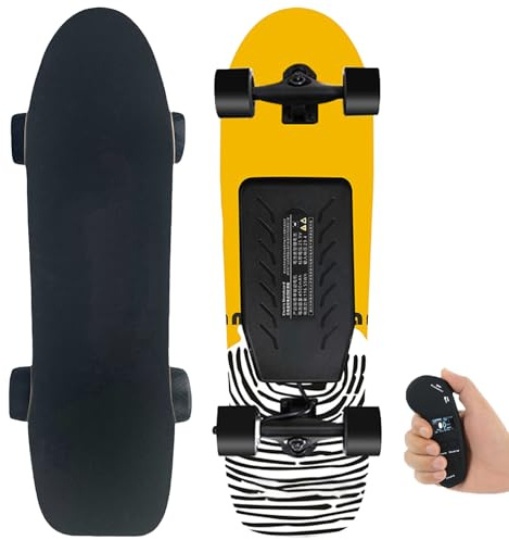 Longboard Eléctrico con Mando a Distancia y Pantalla Inteligentes, Velocidad Máxima 25km/h y Autonomía 15km, Ajuste de 4 Velocidades para Adultos, Tabla de Estilo Skate Eléctrico(B15Km,Standard)