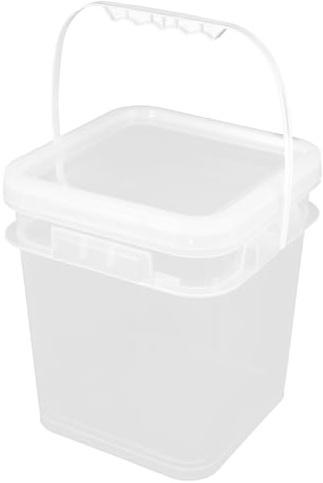 HOMSFOU 5l Plastic Paint Bucket with Handle Reusable Square Paint Container Featuring Tight Seal for Personal Use or Sealing for DIY Enthusiasts