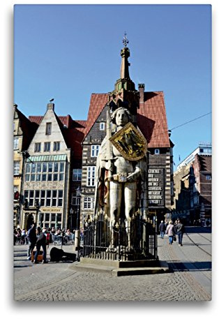 Premium Textil-Leinwand 50 x 75 cm Hoch-Format Bremer Roland - BREMEN | Wandbild, HD-Bild auf Keilrahmen, Fertigbild auf hochwertigem Vlies, Leinwanddruck von Günther Klünder