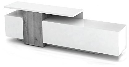 Tuoni Sirio Madia Porta TV, Legno Lucido, Bianco/Cemento