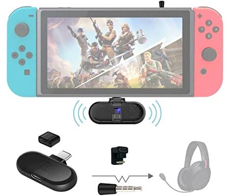 Mini Bluetooth Adapter, Wireless Audio Transmitter for Nintendo Switch and PC - Route+ Pro USB C Stereo Voice Chat Connector for Bluetooth Headset, Wireless Headphones, Speaker, Earbuds, AirPods