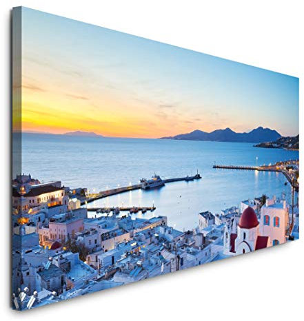 Paul Sinus Art GmbH Griechenland Skyline 120x 50cm Panorama Leinwand Bild XXL Format Wandbilder Wohnzimmer Wohnung Deko Kunstdrucke
