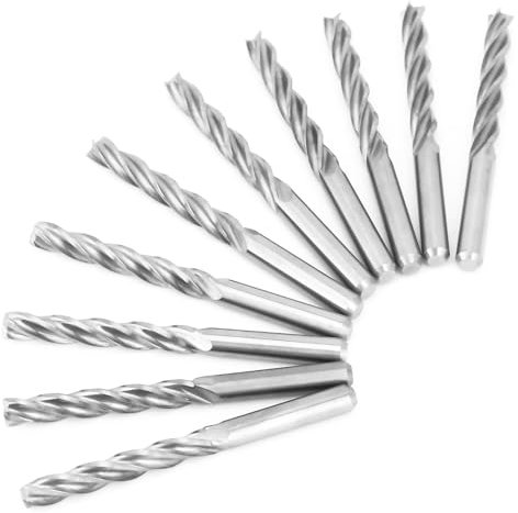 10 stücke Schaftfräser-Satz CNC Fräser 4 Flöte Hartmetall Spiral Bit Schaftdurchmesser 3,175mm / 1/8klingenlänge 22mm für Holz Acryl PVC