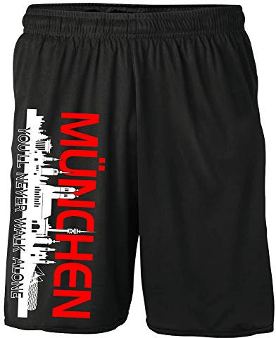 Uglyshirt89 Bremen Skyline Shorts | Kurze Hose mit Stadtmotiv – Fußball Fanartikel für Stadion und Freizeit – Trainingshose für Supporter Herren Unisex | Schwarz (L)