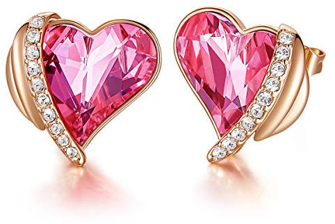 CDE Earrings for Women Heart Stud Earrings Jewellery Valentines Christmas Wedding Anniversary Birthday Mother's Day Jewelry Gifts for Her Wife Girlfriend Mum