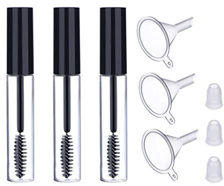 3-teiliges Fläschchen Set - 10ML Mascara Tube Wimperntusche Leere Behälter Flasche mit Wimpernbürste für Wimpernverlängerung Mascara Leere Flasche Wimperntusche Behälter Leer Rohr !